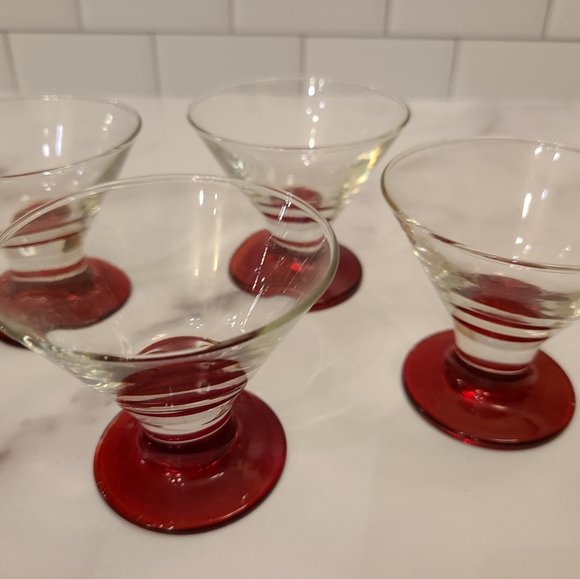 Other - Set of 4 vintage hand blown martini cocktail glasses.